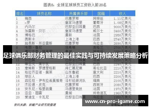 足球俱乐部财务管理的最佳实践与可持续发展策略分析 足球俱乐部财务管理的最佳实践与可持续发展策略分析