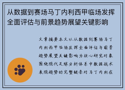 从数据到赛场马丁内利西甲临场发挥全面评估与前景趋势展望关键影响 从数据到赛场马丁内利西甲临场发挥全面评估与前景趋势展望关键影响